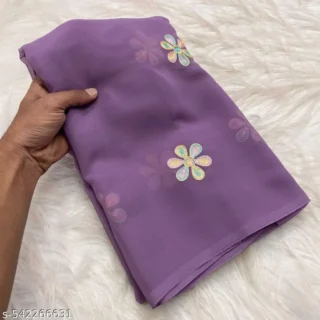 Farewell Purple Saree: Gamthi Flower Design