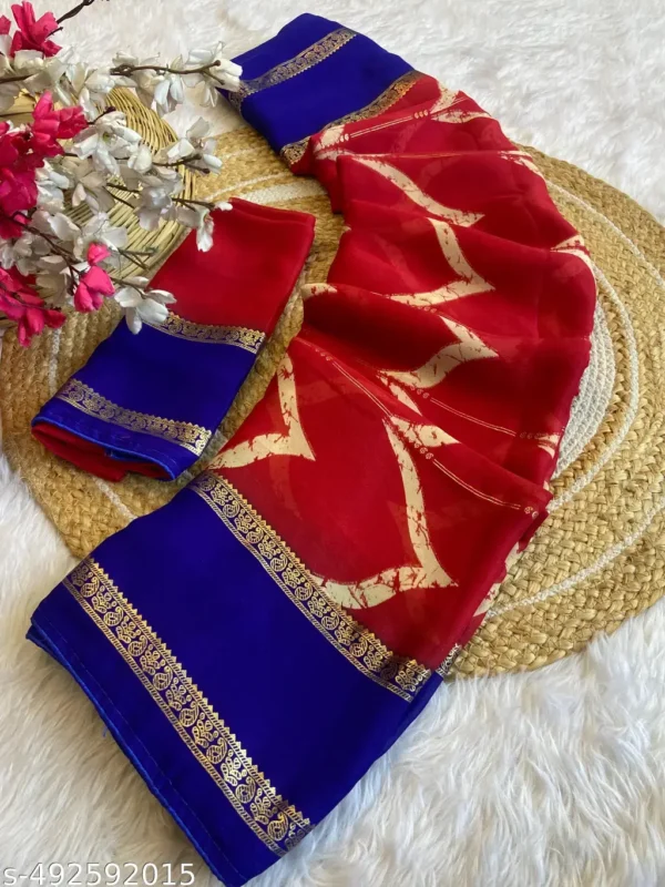 Foil Printed Crepe Georgette Saree