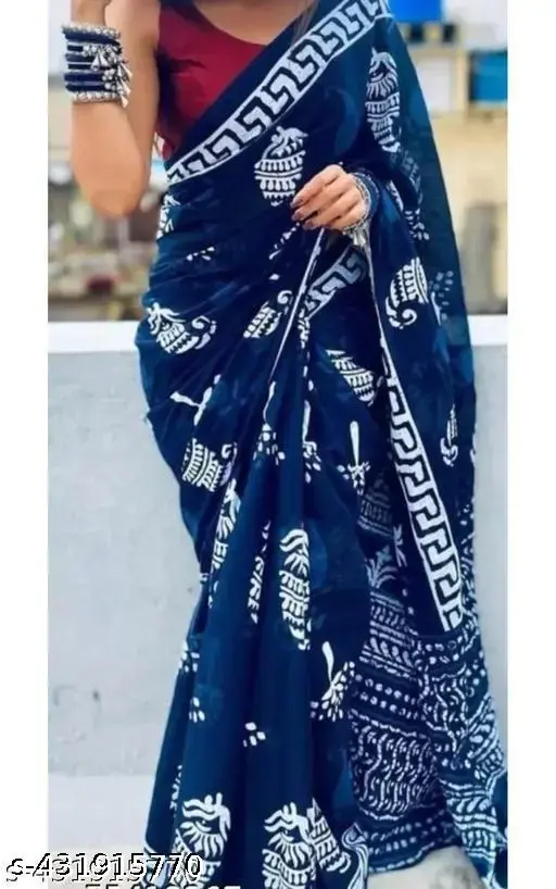 Summer Breeze Hand Block Saree - Image 2