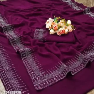 Diamond Siroski Work Modern Saree