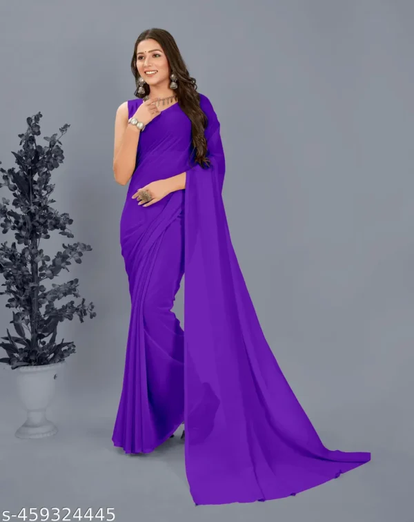 Elegant Solid Georgette Saree with Blouse