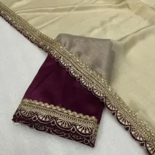 Shimmering Cream Zari Tissue Silk Saree