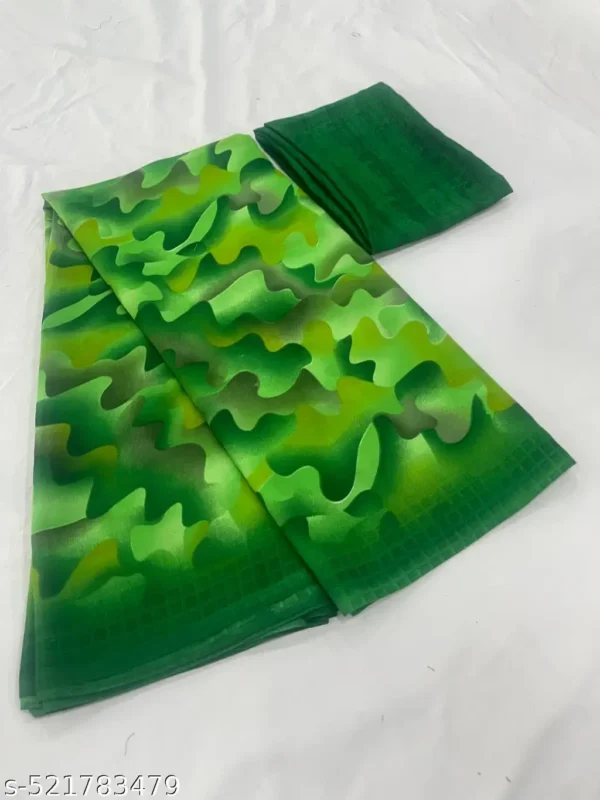 Vichitra Green Georgette Saree: Elegant Sari
