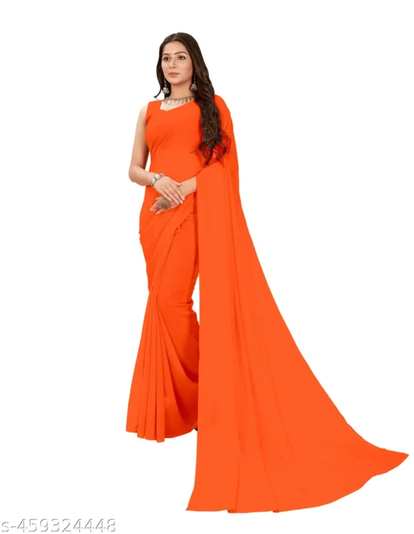 Elegant Solid Georgette Saree & Blouse