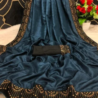 Diamond Art Silk Saree: Blue Elegance