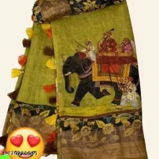 isbuz_1024.webp Designer Linen Cotton Digital Print Saree