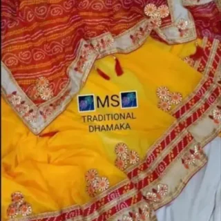 Embroidered Lace Leriya Bandhni Saree