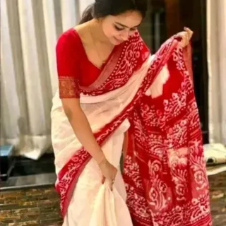 Vibrant Batik Blouse Piece: Saree Style