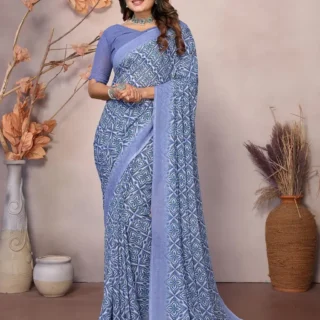 Festive Georgette Printed Saree with Blouse