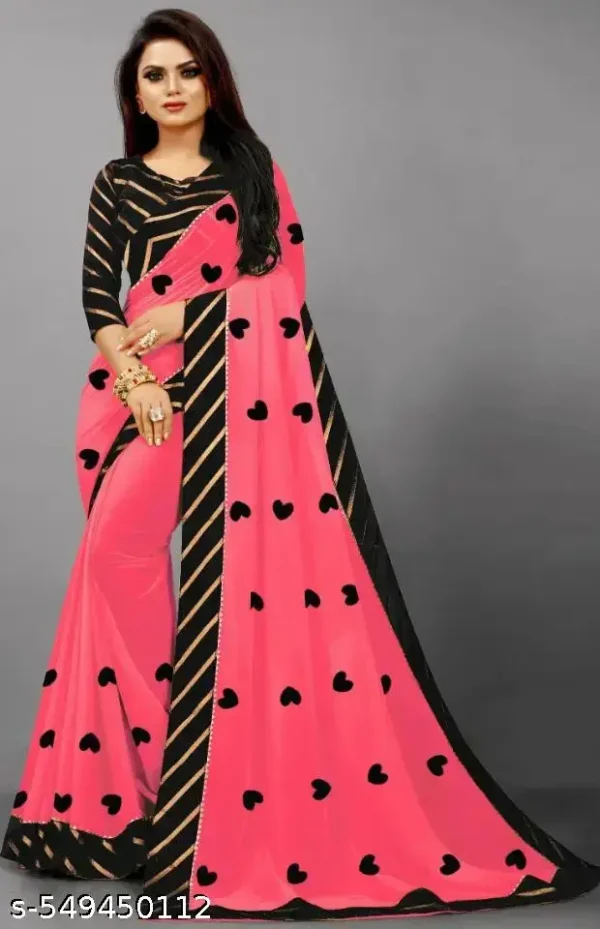 Striped Border Georgette Saree with Heart