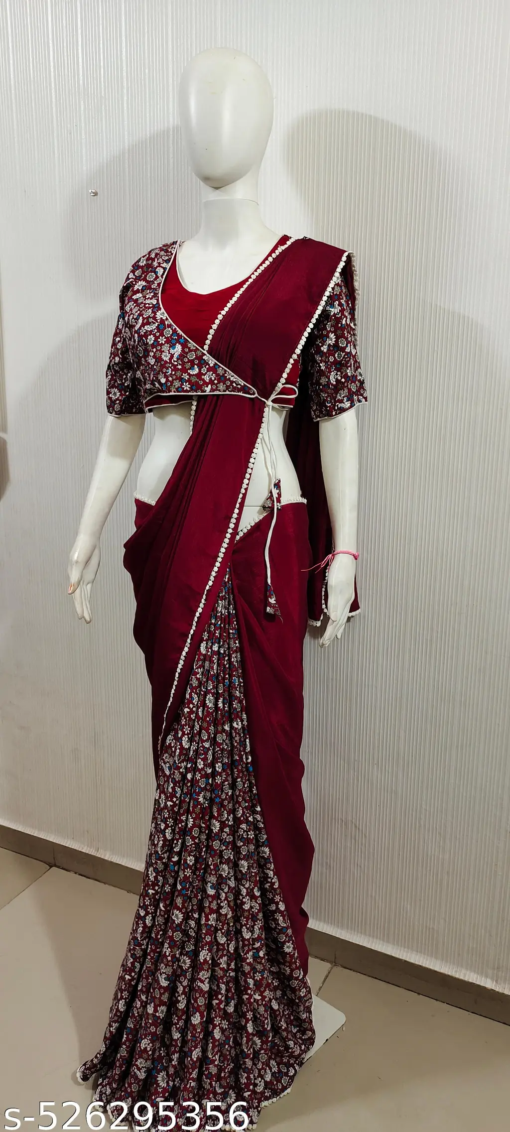 Fancy Printed Saree with Stitched Blouse - Image 4