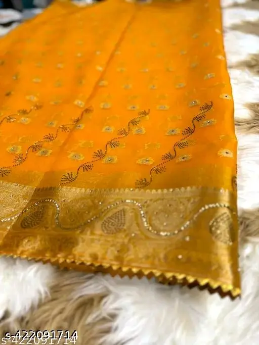 Swarovski Stone Organza Silk Saree - Image 3