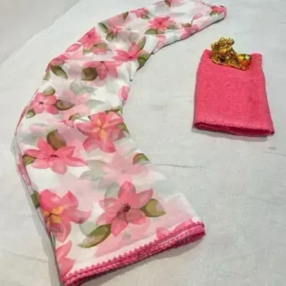 Elegant LaceTrimmed Georgette Saree
