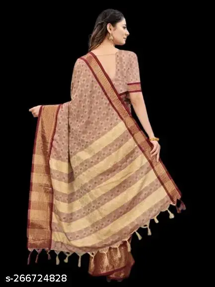 Woven Cotton Silk Jacquard Saree & Blouse - Image 4