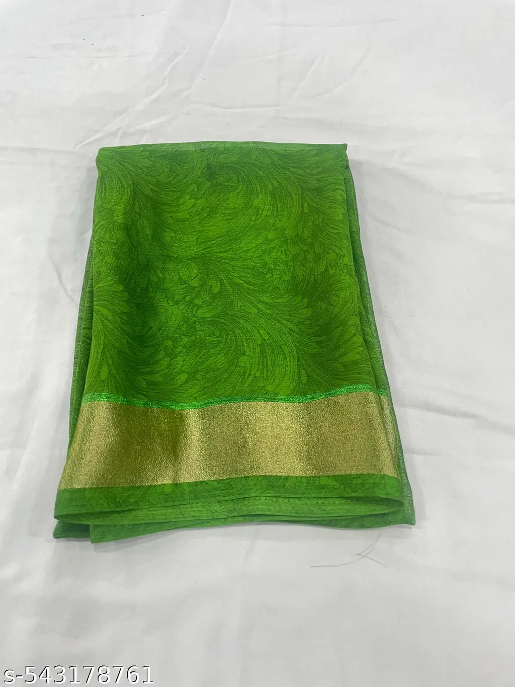 Dori Sarees: Light Green Georgette Saree - Image 4