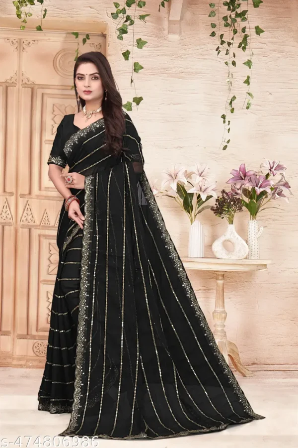 Elegant Embroidered Purple Georgette Saree Blouse