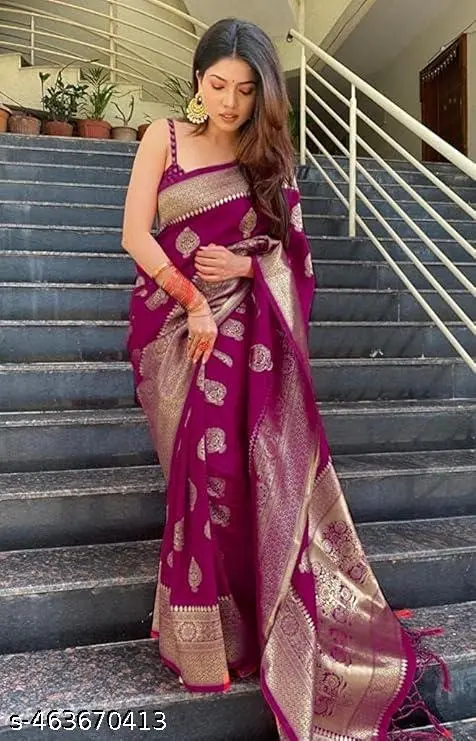Purple Soft Banarasi Silk Blouse Piece - Image 2