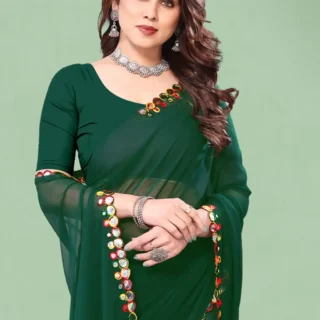 Emerald Mirror Lace Party Saree