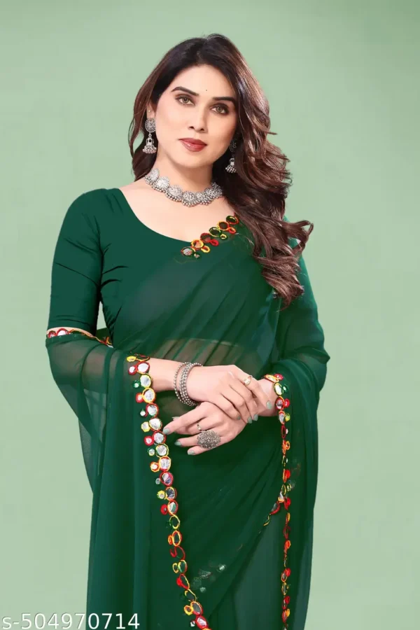 Emerald Mirror Lace Party Saree
