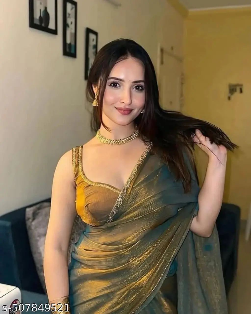 Rich Chiffon Saree Blouse with Border - Image 3