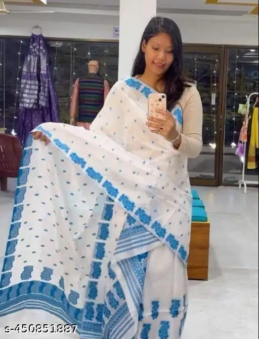 Authentic Assam Cotton Mekhela Sador Set - Image 3