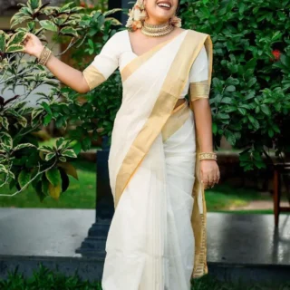 Elegant White Kasavu Blouse