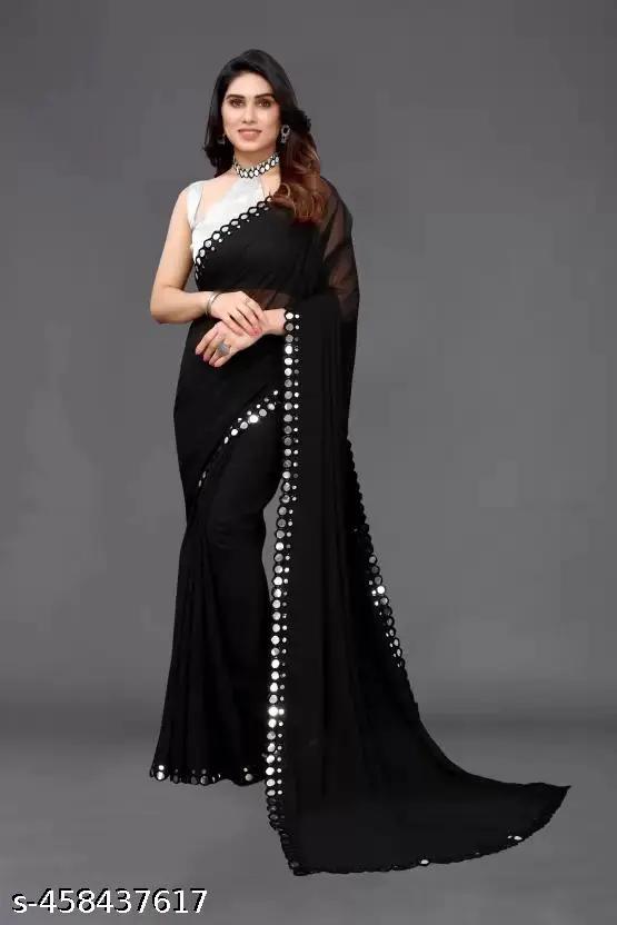 Fancy Georgette Cut Work Saree - Image 2