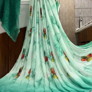 Weightless Floral Saree: Matching Blouse Set