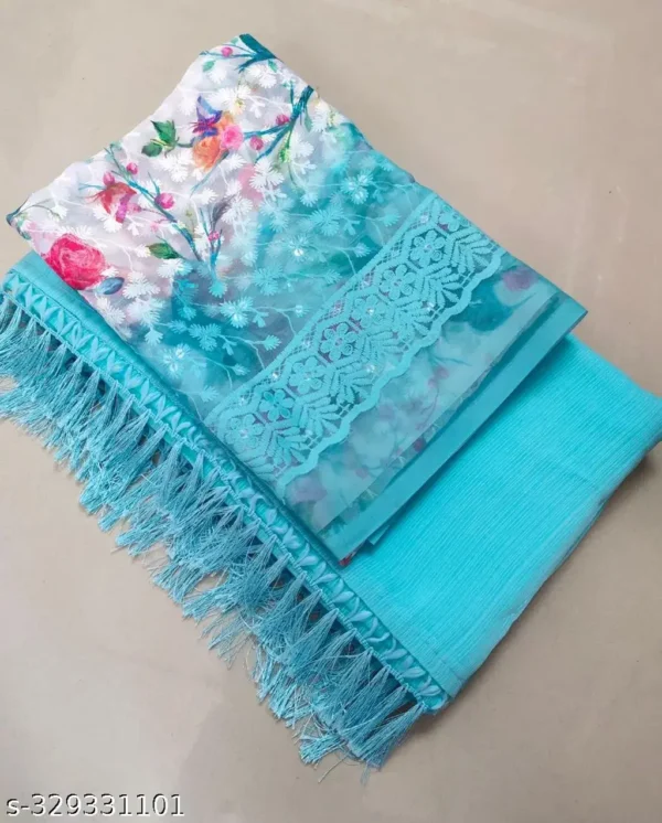 kh6lu_1024.webp Georgette Saree: Chickenkari Blouse Set