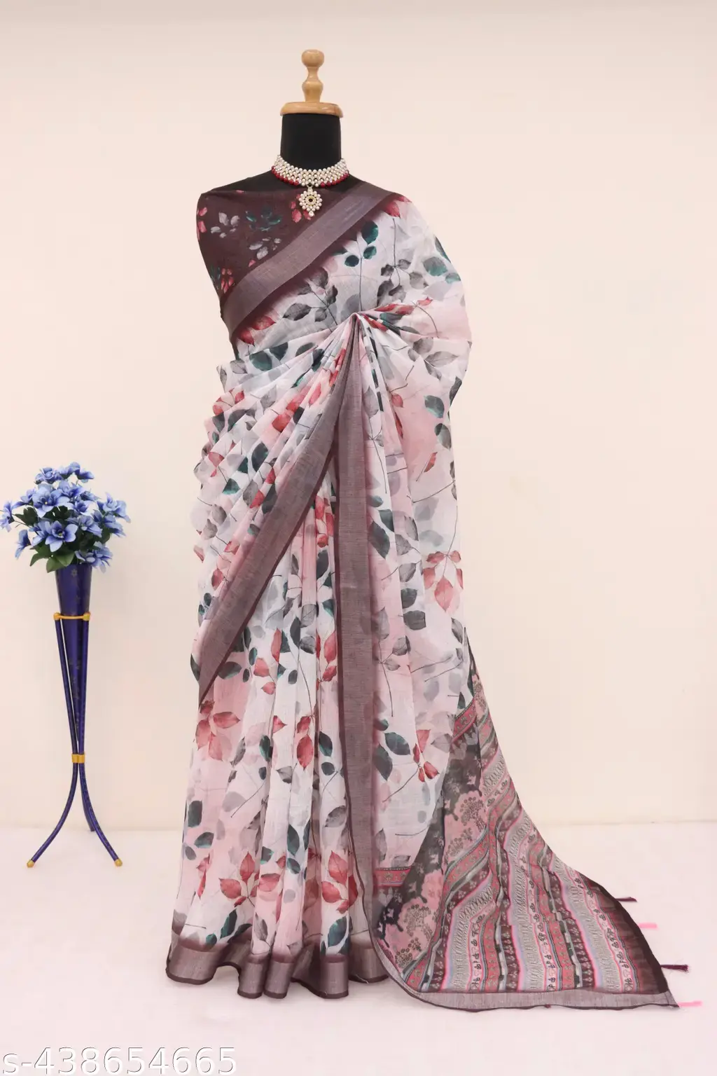 Abstract Multicolor Linen Saree - Image 4