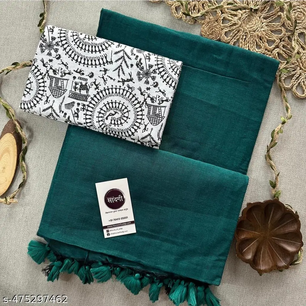 Kalamkari Khadi Saree: Color Match - Image 2