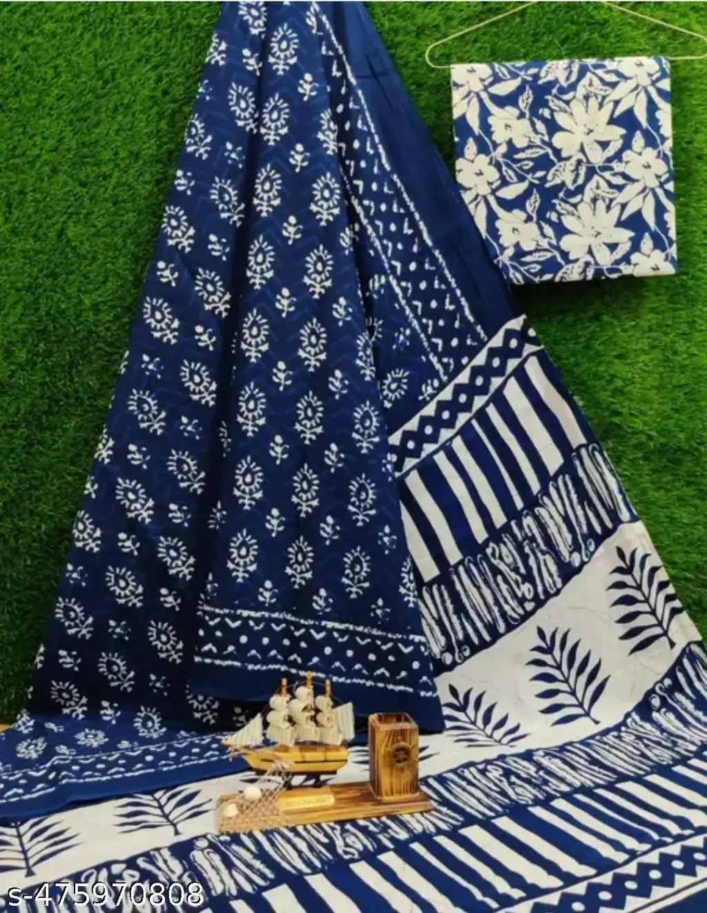 Jaipuri Hand Block Printed Cotton Saree - Image 2