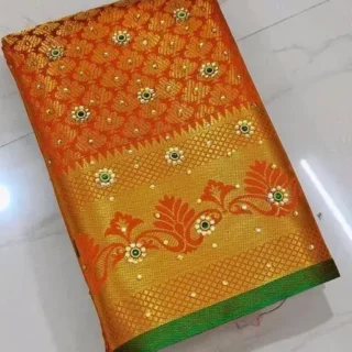 Banarasi Brocade: Rich Pallu, Stone Work