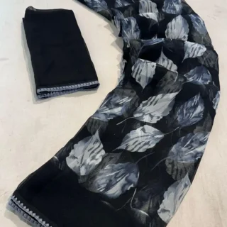 Black Leaf Designer Saree