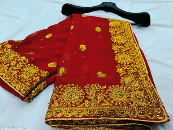 Diamond Embroidered Handwork Saree