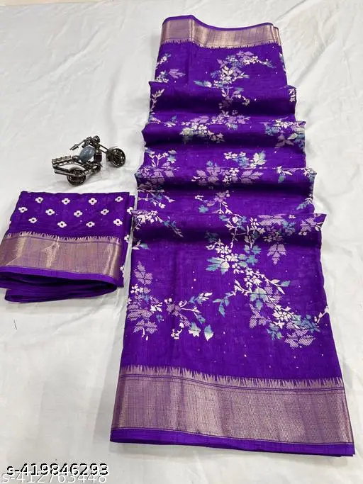 Trendy Purple Dola Silk Saree - Image 4