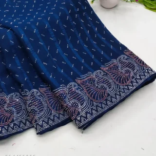 Firoji Georgette Wedding Saree with Hotfix