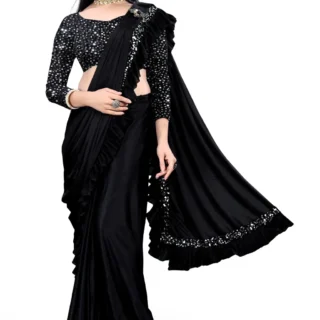 Ruffled Black Saree Blouse: Elegant Style