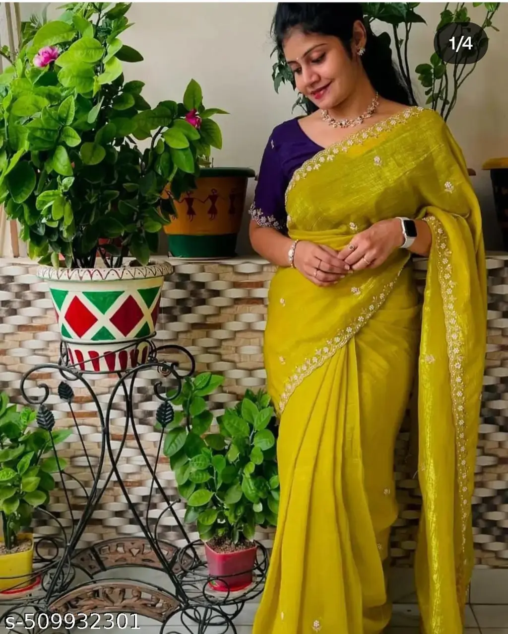 Chanderi Handloom Saree: Moti & Sequence - Image 4