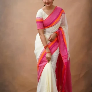Elegant Handloom Cotton Saree with Blouse