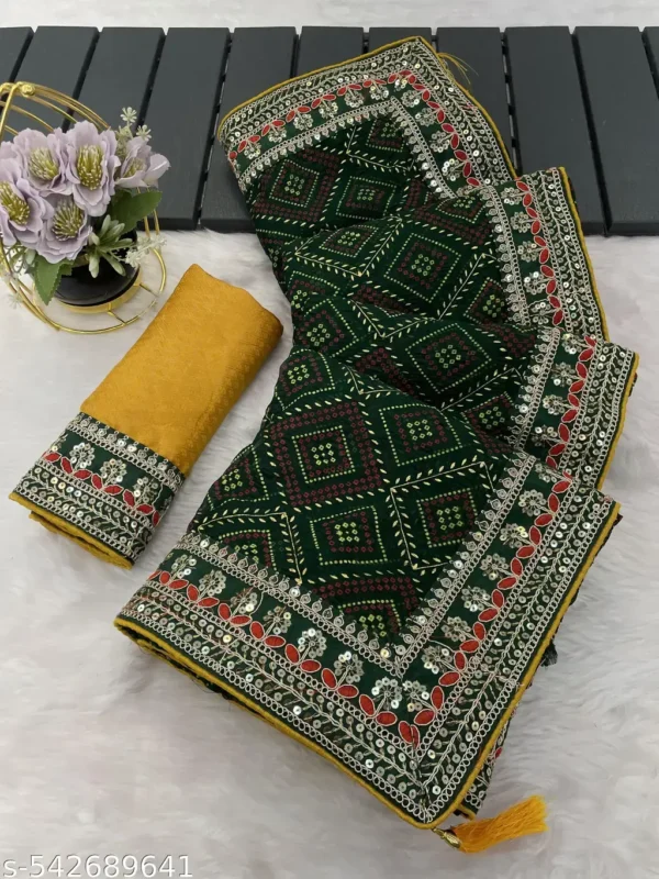 Radiant Foil Bandhani Saree: Haldi Special