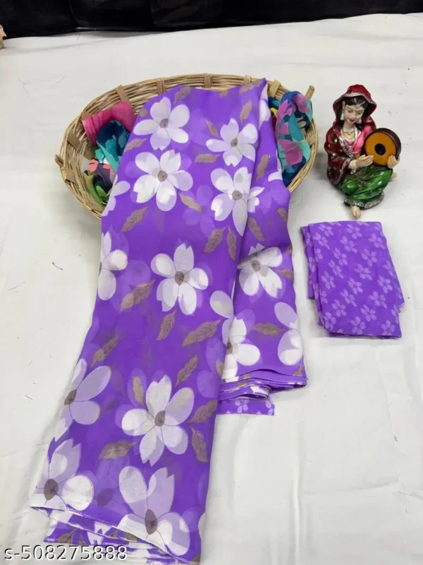 Trendy Printed Georgette Saree Blouse
