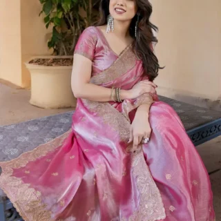 Embroidered Organza Saree: Wedding Ready