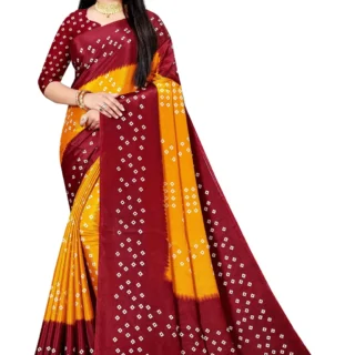 Henzila Yellow Bandhani Saree: Women's Style