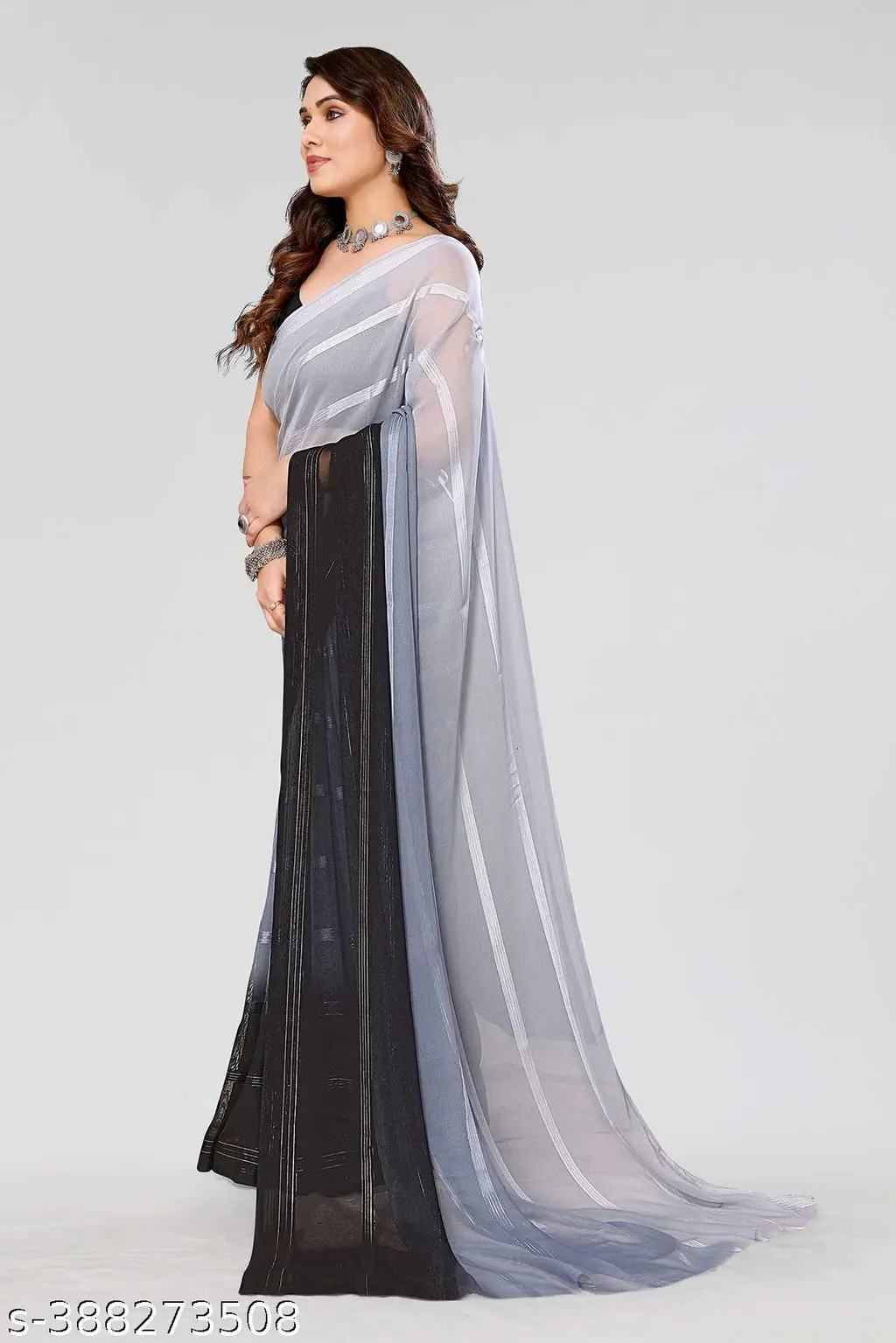 Satin Festive Saree No Blouse - Image 2