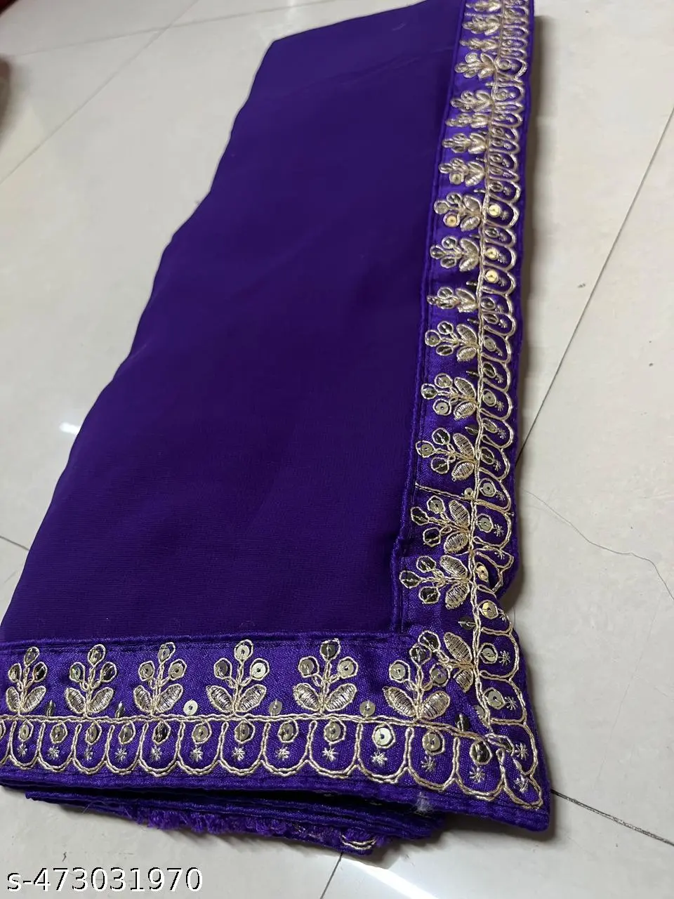 Elegant Purple Embroidered Georgette Blouse - Image 4