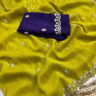Soft Handwork Saree with Moti Work