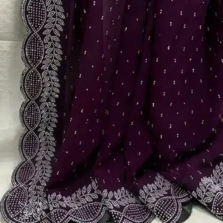 Solid Beads Stones Saree