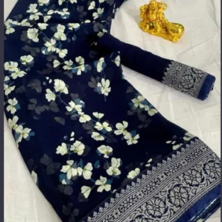 Designer Georgette Lace Saree with Blouse