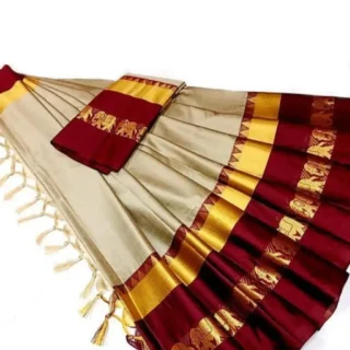 Elegant Elephant Print Saree